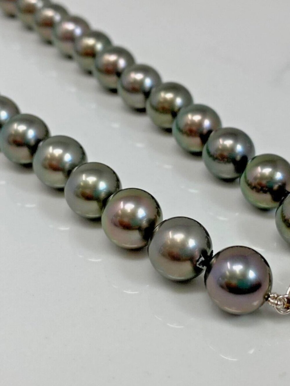 Tahitian Pearl Necklace 20" Strand 10-11mm Round with White Gold Clasp